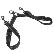 Guinzaglio doppio per cani con snodo girevole a 360, cuciture riflettenti, anti-groviglio per due cani, in nylon nero.