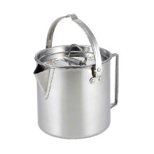 1200 ml roestvrijstalen outdoor campingbeker met deksel en opvouwbaar handvat voor picknicks en wandelingen.