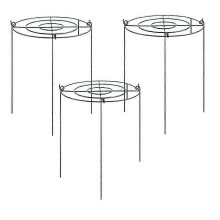 Peony Support Cage, 3 Sets with Legs, Dark Green PVC Coated Metal Plant Grid for Tall Flowers