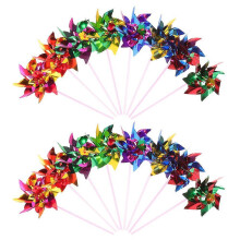 20pcs Plastic DIY Pinwheel Windmill Toy for Garden and Yard Decoration, Octagonal Shape