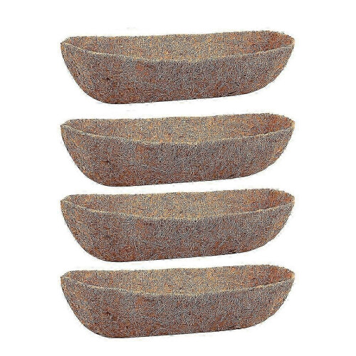 4 Pack 24 Inch Natural Coir Trough Liners for Wall Planters, Window Baskets, Deck Railings