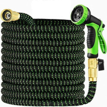 Ausziehbarer Gartenschlauch 15 m mit 10-Funktions-Düse, robustem, einziehbarem Wasserschlauch, massiven Messinganschlüssen