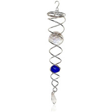 Blaue Gartenkugel mit spiralförmigem Windspiel für Garten und Terrasse