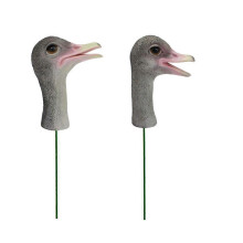 2 struisvogelbeeldjes voor tuindecoratie, hars landschapsornamenten voor bloempotten en buitengebruik