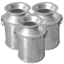 Mini Metal Buckets for Miniature House Decoration, 3Pcs Silver Iron Vase Models for Tiny Garden Landscape