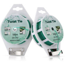Green Plastic Coated Garden Plant Twist Ties with Cutter, 328ft Reel for Organising Cables and Vines