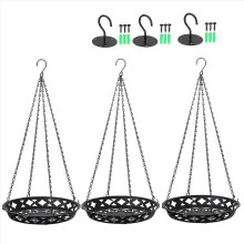 Metalen plantenhanger, 30 cm, zwart, hangmand voor binnen en buiten met kettingen en haken.