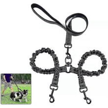 Guinzaglio doppio anti-groviglio a 360 gradi per due cani, con linee secondarie regolabili e inserti riflettenti per la sicurezza notturna.