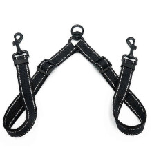 Connettore doppio nero per guinzaglio per cani di grossa taglia, divisore regolabile in nylon resistente per due cani di grossa taglia