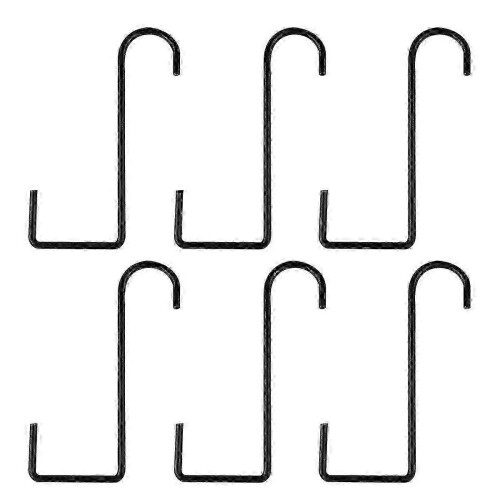 6pcs Black Wrought Iron Balcony Railing Hooks for Hanging Flower Boxes & Planters