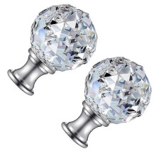 Lamp Finial Cap Knob Kit 2 Pcs, Crystal and Stainless Steel, for Table & Floor Lampshade Decoration