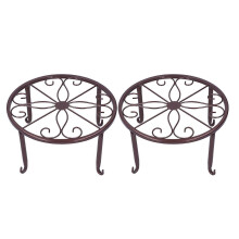 2 supporti per piante da interno ed esterno, in ferro battuto color bronzo, porta vasi per fiori da giardino, balcone e ufficio.