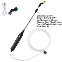 Pistola a spruzzo elettrica per giardino e pulizia, asta telescopica da 60 cm, 2 modalità, tubo flessibile da 5 m, ricaricabile tramite USB.