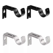 2 Pcs Adjustable Wall Bracket for Curtain Rod, 9-12cm, Black, 20kg Load Capacity