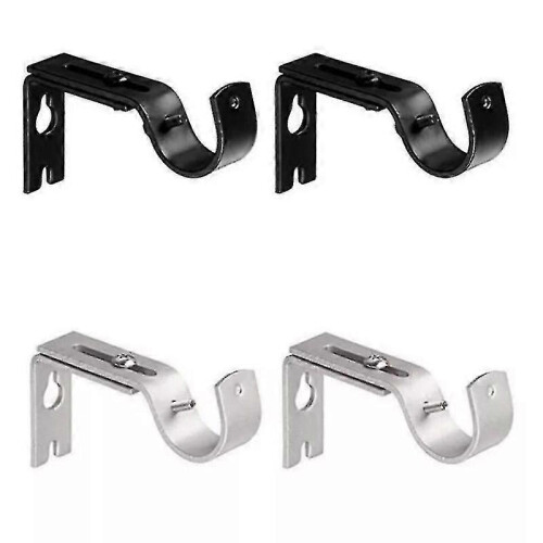 2 Pcs Adjustable Wall Bracket for Curtain Rod, 9-12cm, Black, 20kg Load Capacity