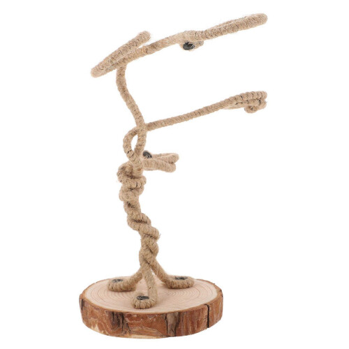 Supporto per piante aeree in metallo e legno, espositore da tavolo per casa e ufficio.