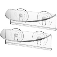 Transparente Acryl-Saugnapfregale, 2er-Pack, Bonsai-Pflanzenhalter für Fenster und Aquarium