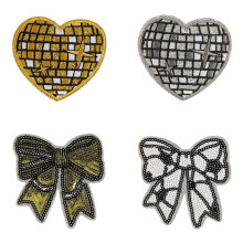 4 Pcs Heart Bowknot Embroidered Iron-On Patches for Clothing, Bags & Jeans Repair