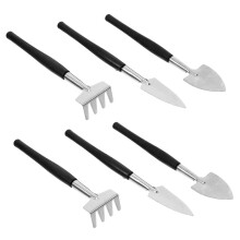 Mini tuingereedschapset met ergonomische handgreep, duurzame metalen troffel, hark en spade voor bonsai en potten.