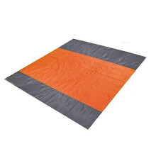 Blauw/oranje winddichte en zandbestendige strandmat, draagbare outdoor campingdeken 200x210cm