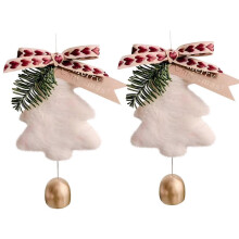 Weihnachtsbaum-Uhr-Anhänger mit Glöckchen, 2er-Pack festliche Auto-Windspiele für die Heimdekoration