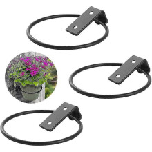 Ganci da parete in metallo per vasi da fiori, anello di supporto in ferro nero da 11 cm, confezione da 3