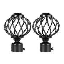 Iron Curtain Pole Finials 2pcs, Black End Cap Decorative Heads for Curtain Rods, 10.4cm