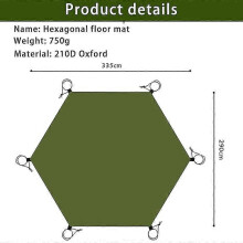 4,1 x 4,1 m grote zeshoekige campingmat, waterdicht grondzeil/zeil voor strandpicknick of luifel