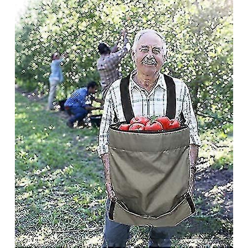 Waterproof Fruit Picking Bag with Adjustable Harness, 600D Oxford Storage Apron for Harvesting