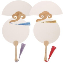 4Pcs DIY Blank Paper Fans for Children Painting, Graffiti Art, Home Decor with Wood Handle