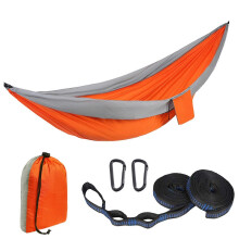 Camping Hammock Heavy Duty Nylon 270x140cm Grey for Backpacking Beach Garden