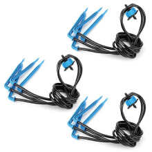 3-Piece 1-4 Inch Black Plastic Drip Irrigation Hose, Barbed Connection for Even Watering
