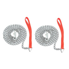 Guinzaglio per cani resistente con catena in metallo, moschettone girevole e impugnatura in nylon rosso, lunghezza 1,6 m, confezione da 2 pezzi.