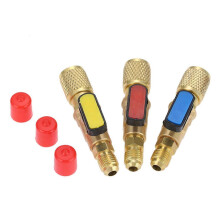 Brass R410A Refrigerant Straight Ball Valves, 3Pcs Set, 1/4 inch & 5/16 inch SAE, for HVAC AC Charging Hoses