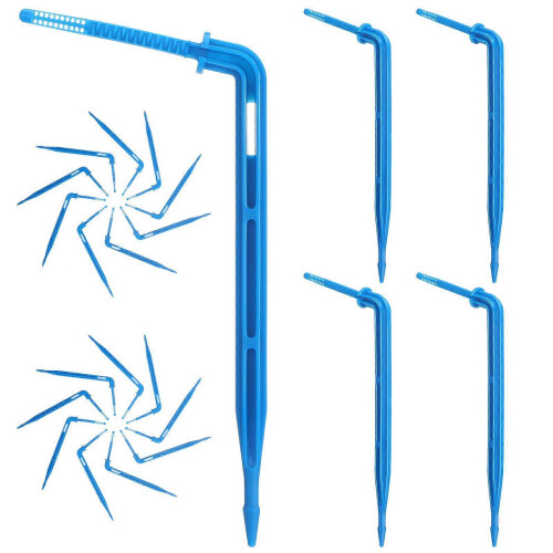 Indoor Plant Drip Irrigation Stakes, Automatic Watering System for Pots, 100-Pack Blue Plastic Drip Stakes