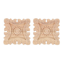 Wooden Carved Corner Onlay Applique Frame, European Style Floral Design for Wall Cabinet Door Decor