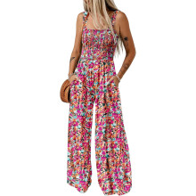 Women's Casual Loose Sleeveless Printed Wide-Leg-red floral XL