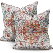 Fețe de pernă Boho, 45x45 cm, set de 2, in portocaliu-albastru
