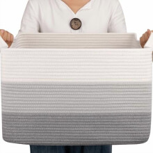 Panier de rangement rectangulaire en corde de coton 22 x 17 x 12 pouces
