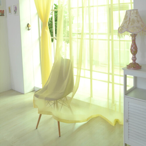 Perdele transparente galbene, 2 panouri, 200x80cm