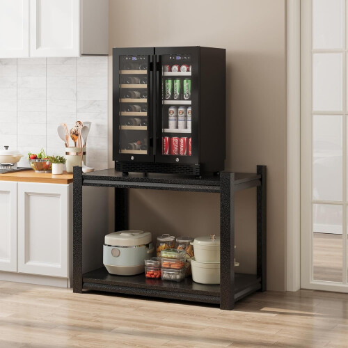 Support pour mini-frigo avec rangement, noir, 100 kg