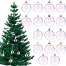 Iridescent Christmas Ornaments Balls Clear 12 pcs 1.96 inch
