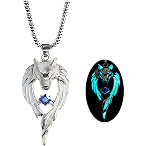 Glowing Wolf Pendant Necklace for Men
