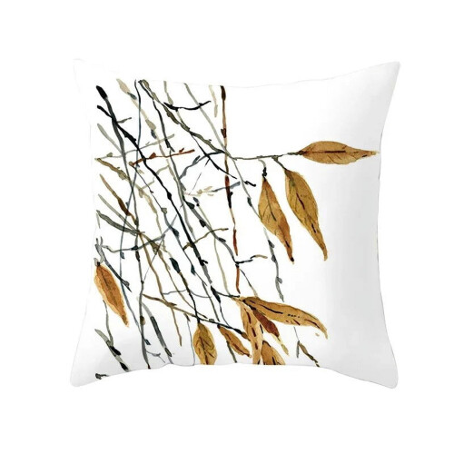 Cotton Linen Pillow Case Maple Leaf Print 45x45cm