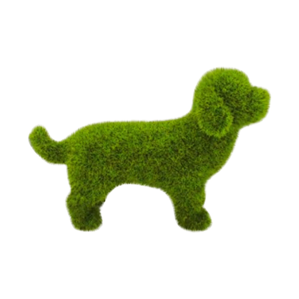 Flocked Dog Garden Statue with Moss Finish