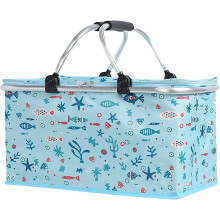 Foldable insulated picnic basket 22L light blue