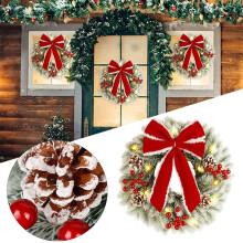 13 Inch LED Illuminated Spring Wreath with Red Bow