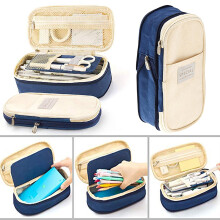 Large Canvas Pencil Case with Zipper – 50-Pen Capacity