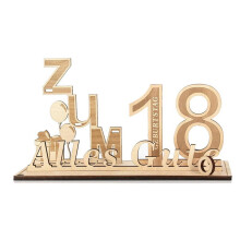 Cadeau d'anniversaire en bois en forme d'argent pour les 18 ans avec commémoration
