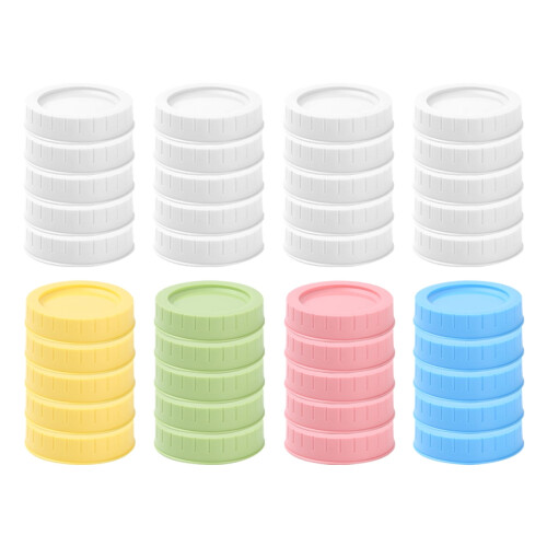 Pcapzz colored plastic mason jar lids 20pcs 70mm